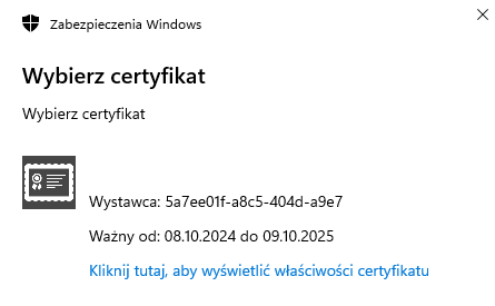 Wybór certyfikatu