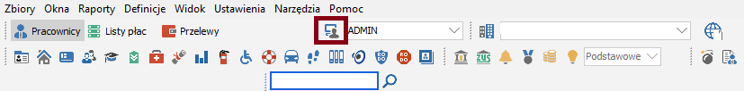 Widok głównego menu z informacją o zalogowanym użytkowniku