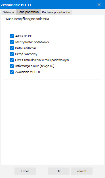 Zakładka Dane podatnika