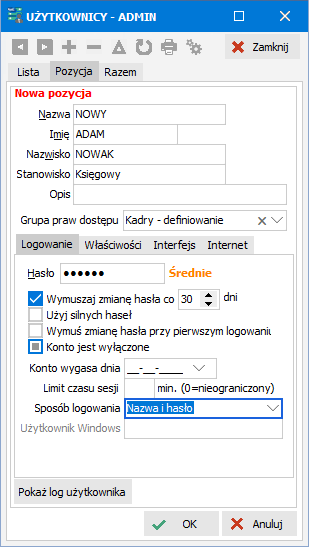 Przycisk dodawania nowego użytkownika