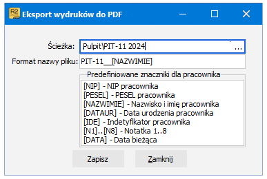 Opcja zapisu wszystkich PIT-11
