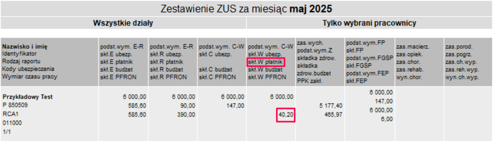 Raport miesięczny ZUS z korektą