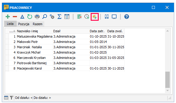 Opcja Limity urlopów