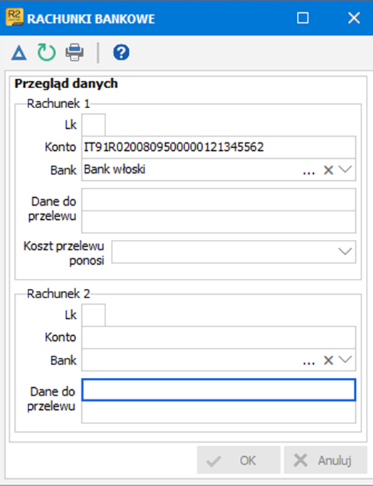Okno rachunku bankowego pracownika