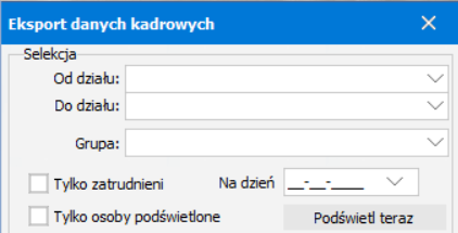 Okno wyboru zakresu eksportu