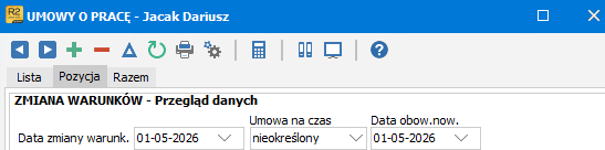Opcja seryjnej zmiany warunków umów w Symfonii R2Płatnik