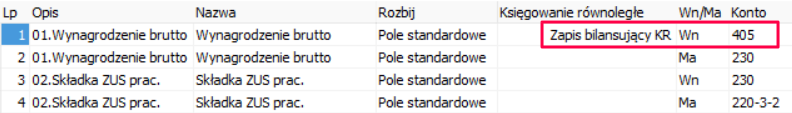 Zapis bilansujący KR