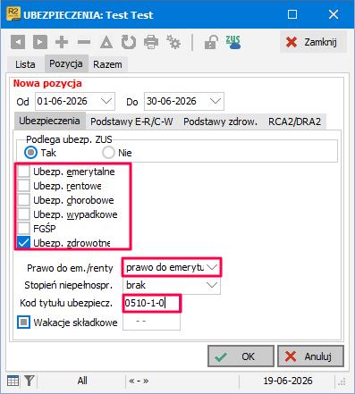 Pole prawo do emerytury lub renty