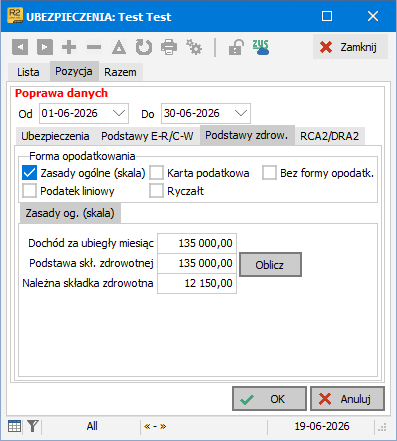 Obliczanie składki zdrowotnej