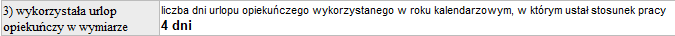 Widok informacji na świadectwie pracy