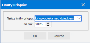 Okno naliczania limitu