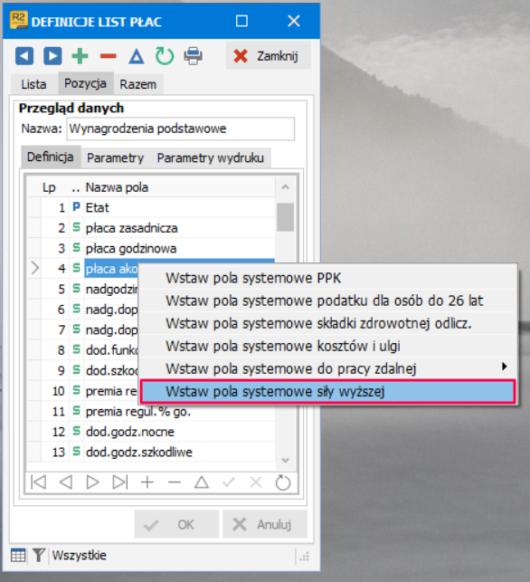 Pola systemowe siły wyższej