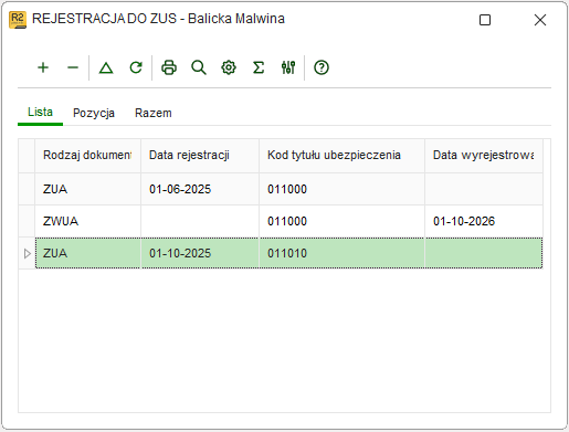 Ewidencja Rejestracja do ZUS z dokumentami ZWUA i ZUA po zmianie KTU w Nowym R2Płatnik