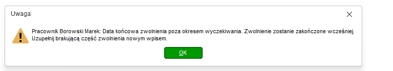 Komunikat o dacie końcowej zwolnienia poza okresem wyczekiwania w Nowym R2Płatnik