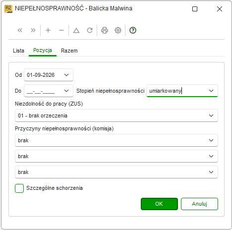 Ewidencja Niepełnosprawność z nowym wpisem w Nowym R2Płatnik
