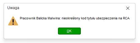 Drugi komunikat po kliknięciu OK w Nowym R2Płatnik