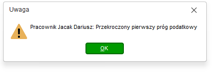 Komunikat o przekroczeniu progu podatkowego na liście płac w Nowym R2Płatnik