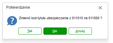 Komunikat z pytaniem o zmianę kodu z nowego na stary w Nowym R2Płatnik