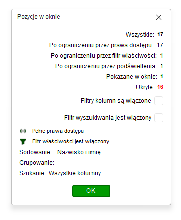 Ikona Pozycje w oknie z informacją o filtrach w Nowym R2Płatnik