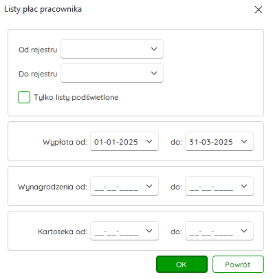 Wydruk Listy płac pracownika z sumą podstaw składek E-R w Nowym R2Płatnik