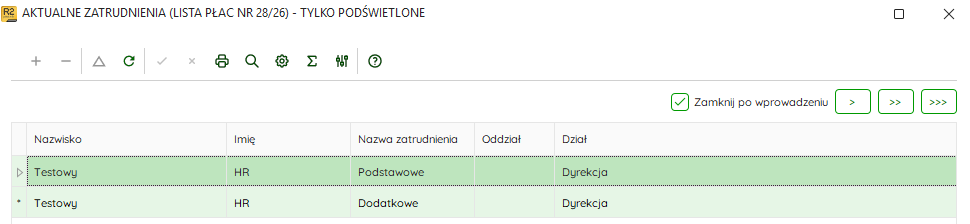 Kolumna Nazwa zatrudnienia na liście płac w Nowym R2Płatnik