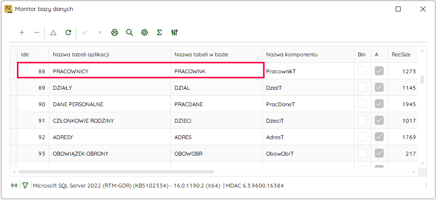 Monitor bazy danych – Nowy R2Płatnik