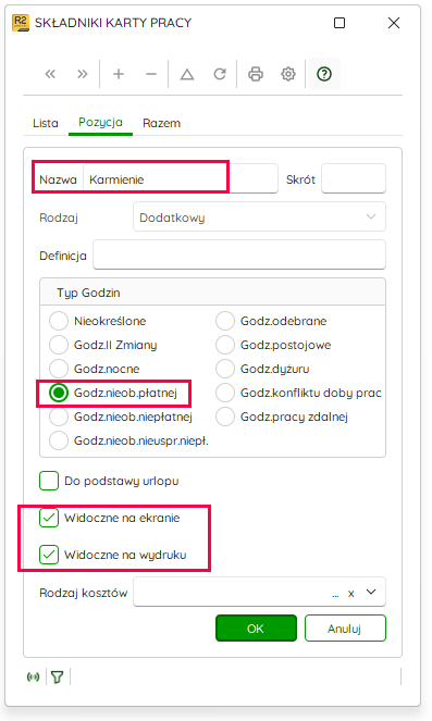 Definicja składnika karty pracy – Nowy R2Płatnik