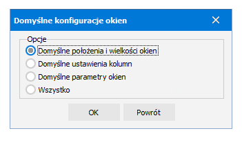 Okno Domyślne konfiguracje okien – R2Płatnik