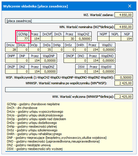 Pole GChNp w wyliczeniu składnika – R2Płatnik