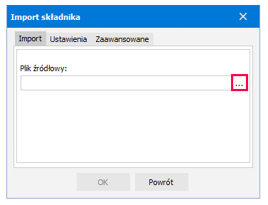 Pole Plik źródłowy na zakładce Import – R2Płatnik