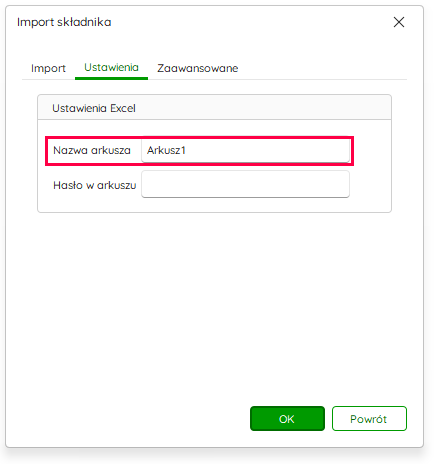 Pole Nazwa arkusza na zakładce Ustawienia – Nowy R2Płatnik