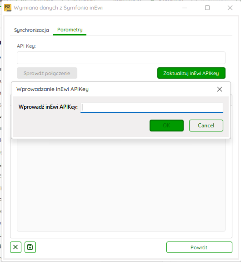 Zakładka Parametry z APIKey i przyciskiem Sprawdź połączenie – Nowy R2Płatnik