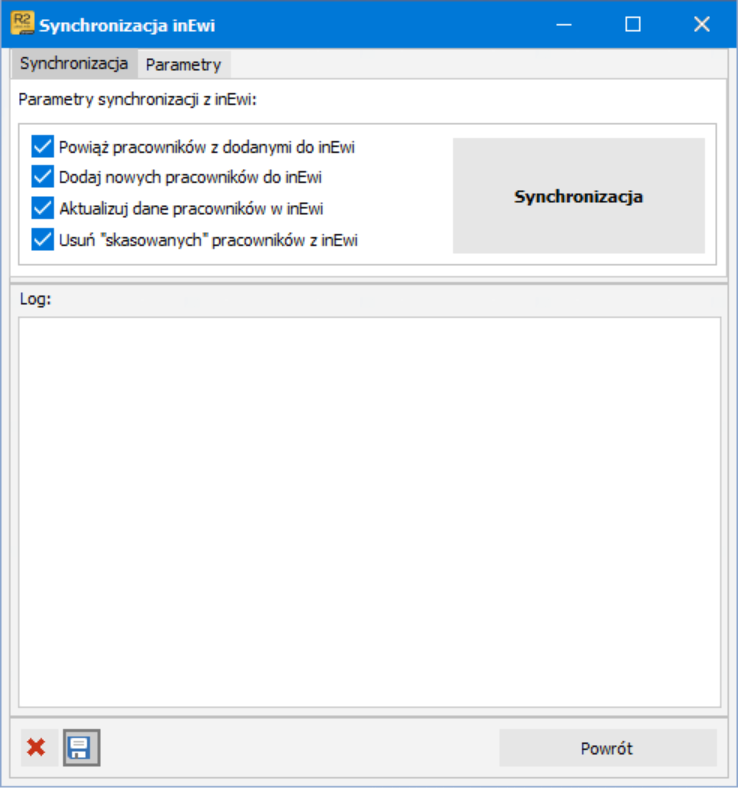 Zakładka Synchronizacja z etapami synchronizacji – R2Płatnik