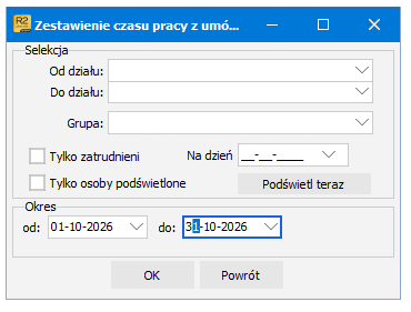 Selekcja zleceniobiorców w raporcie Czas pracy umowy zlecenia – R2Płatnik